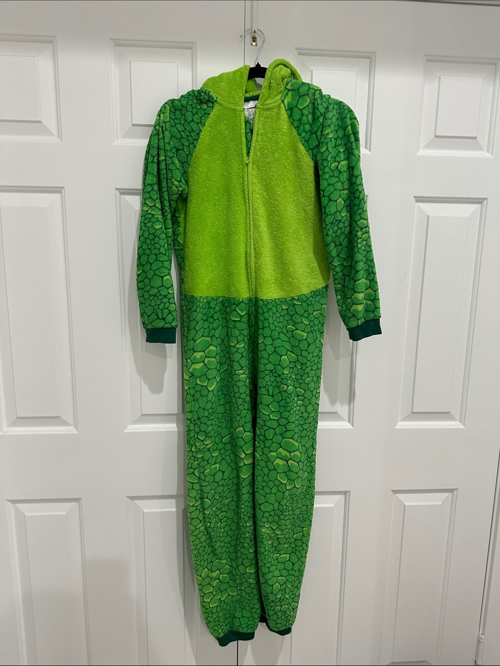 Kids Green Hooded Dragon Onesie Pajamas